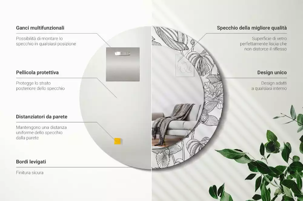 Lustro z drukowaną ramką w kwiatowy wzór