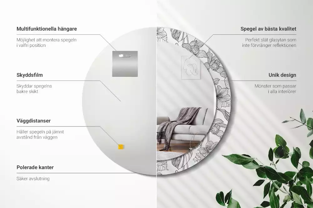 Lustro z drukowaną ramką w kwiatowy wzór