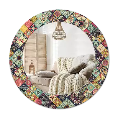 Lustro ramka z nadrukiem okrągłe Patchwork kafelki