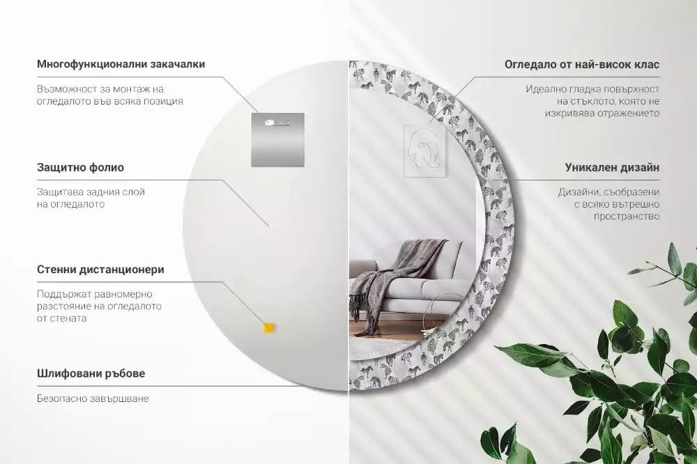 Lustro ścienne dekoracyjne z nadrukiem tropikalnego tygrysa