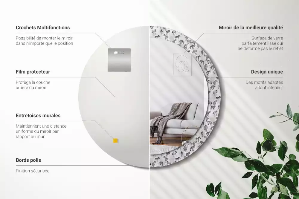 Lustro ścienne dekoracyjne z nadrukiem tropikalnego tygrysa