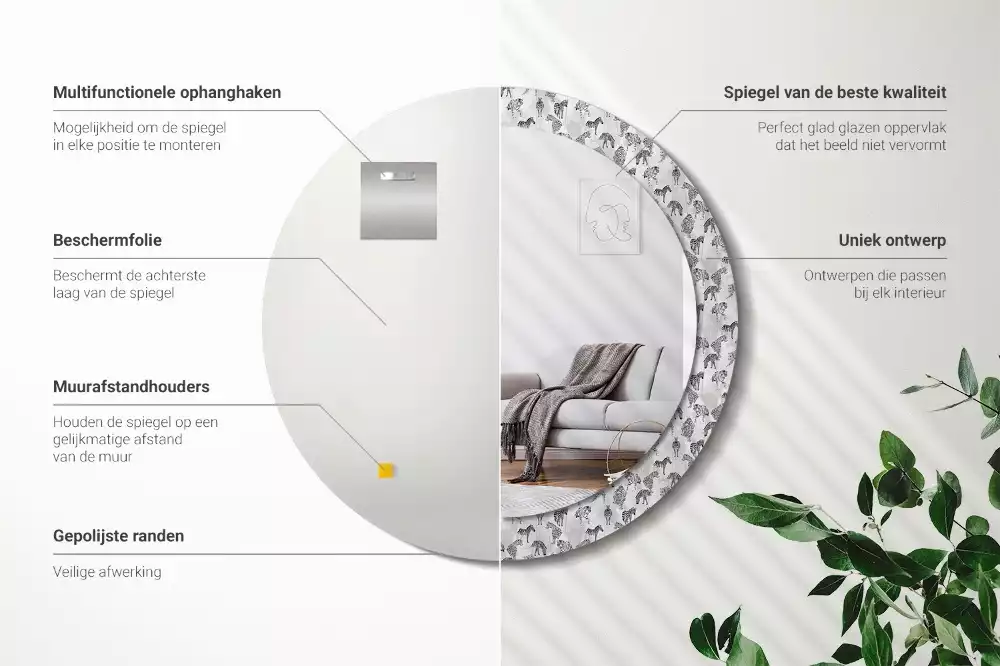 Lustro ścienne dekoracyjne z nadrukiem tropikalnego tygrysa