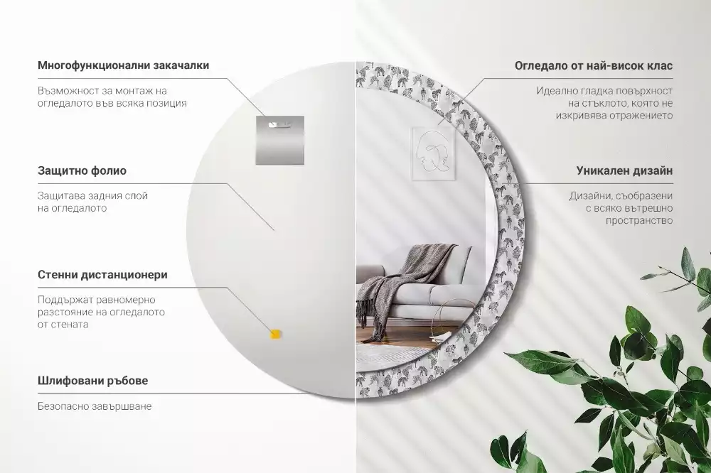 Lustro ścienne dekoracyjne z nadrukiem tropikalnego tygrysa