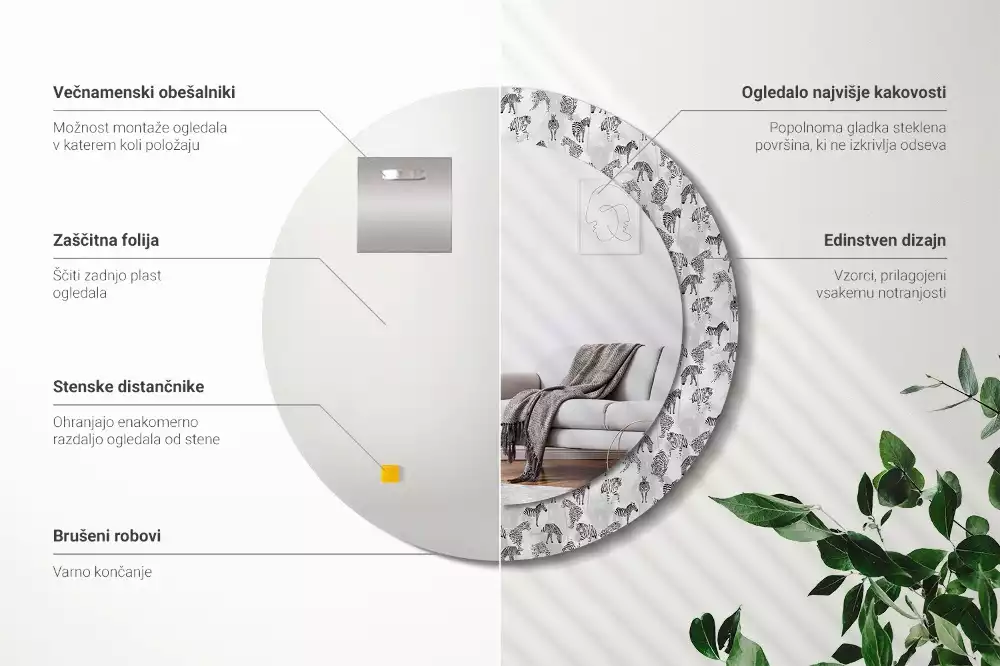 Lustro ścienne dekoracyjne z nadrukiem tropikalnego tygrysa