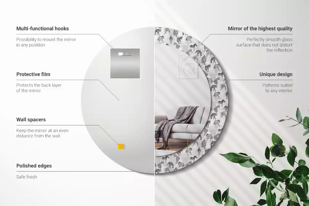 Lustro ścienne dekoracyjne z nadrukiem tropikalnego tygrysa