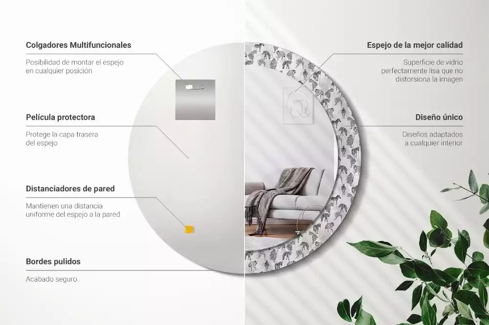 Lustro ścienne dekoracyjne z nadrukiem tropikalnego tygrysa