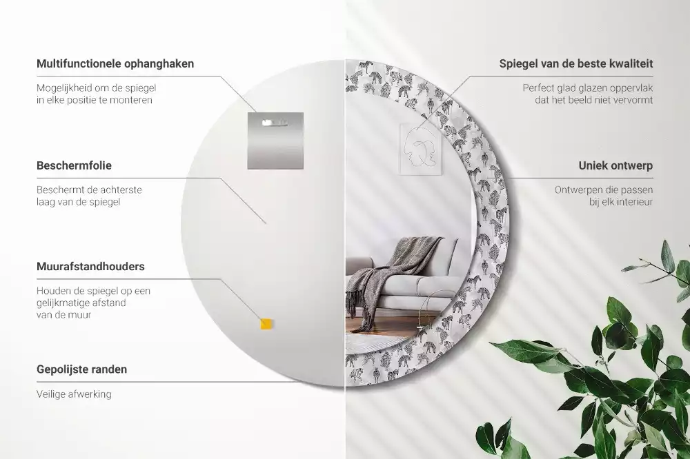 Lustro ścienne dekoracyjne z nadrukiem tropikalnego tygrysa