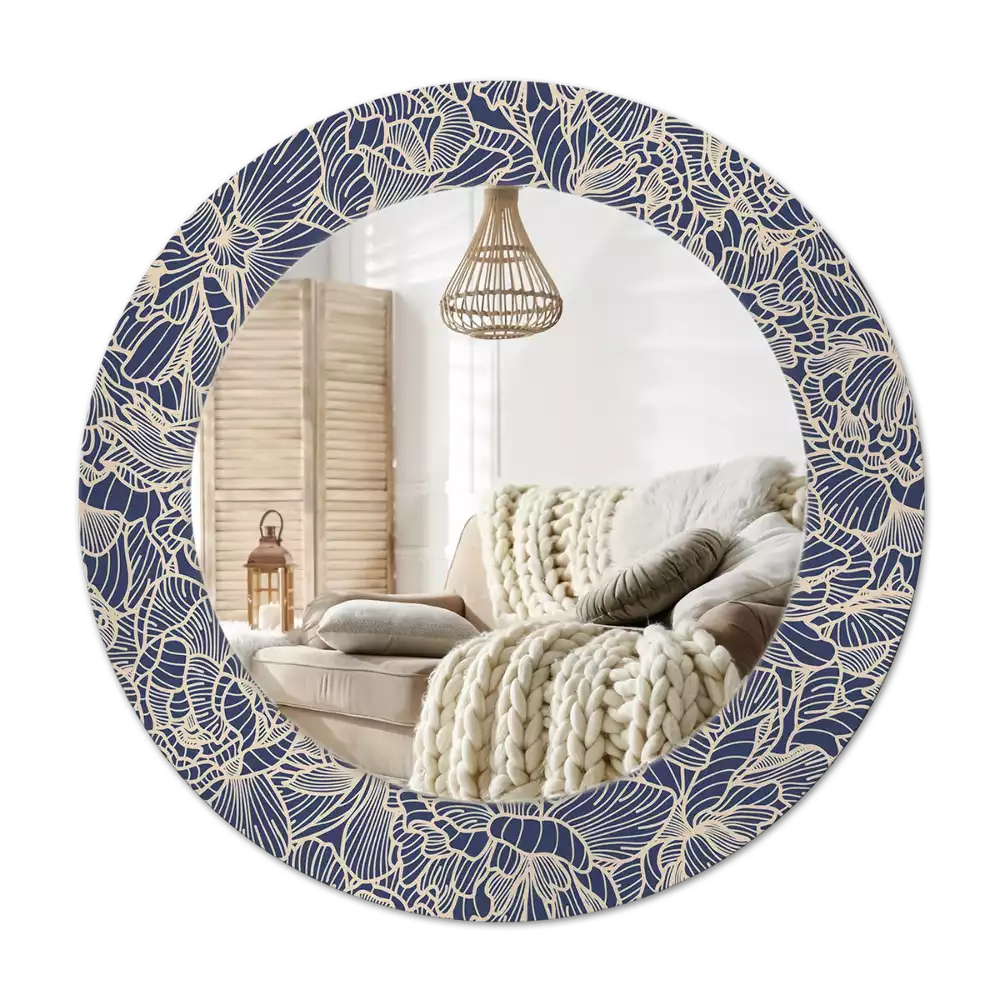 Lustro z drukowaną ramką w motywem kwiatowym