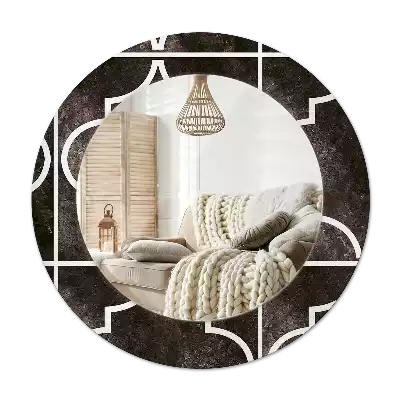 Lustro w ozdobnej ramie z nadrukiem w stylu antycznym o okrągłym kształcie