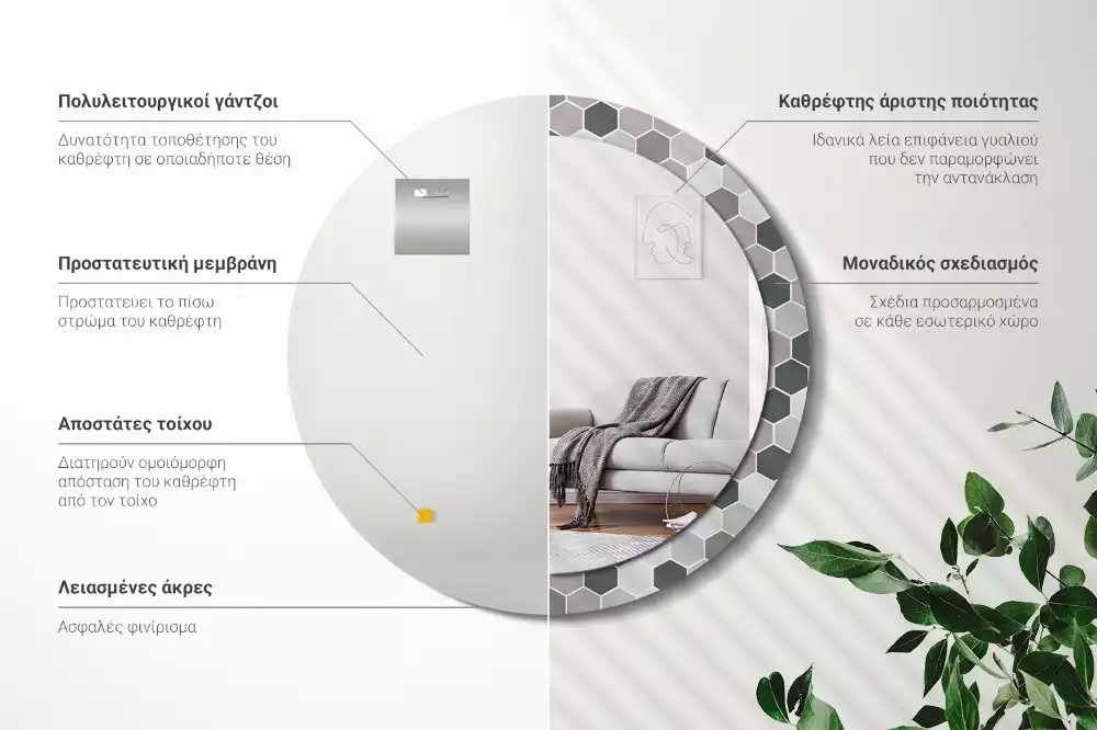 Lustro ścienne dekoracyjne o sześciokątnym wzorze