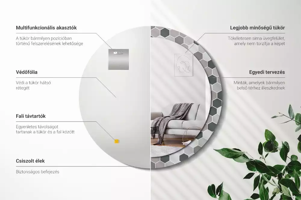 Lustro ścienne dekoracyjne o sześciokątnym wzorze