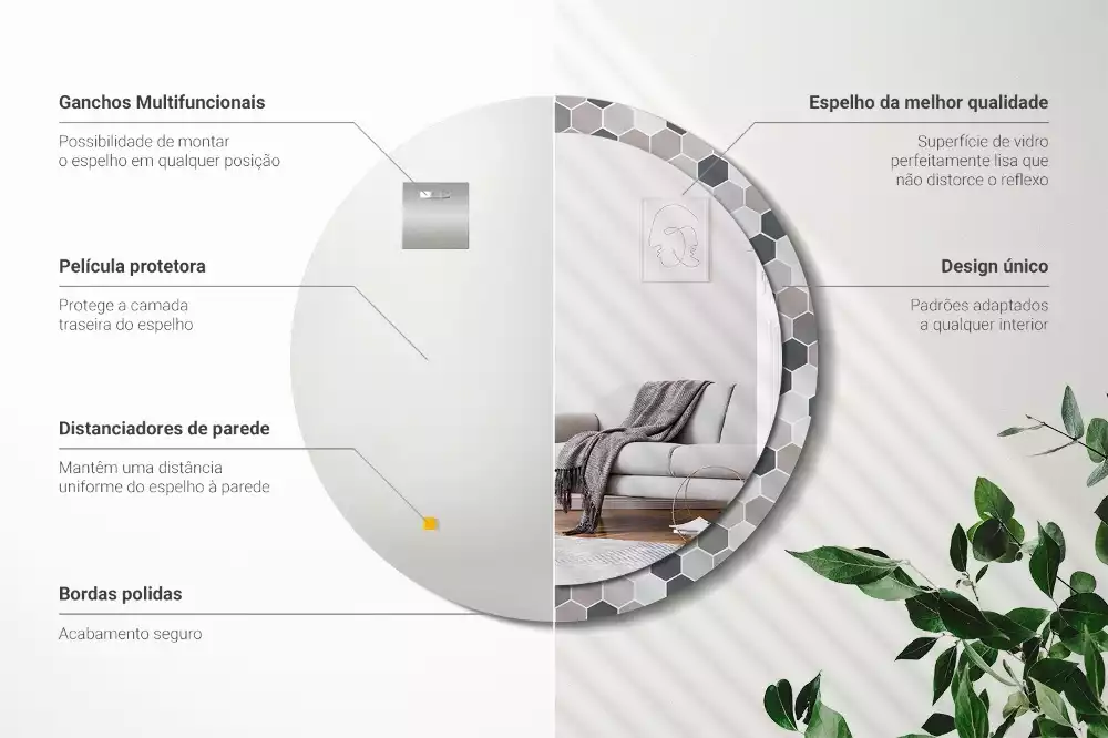 Lustro ścienne dekoracyjne o sześciokątnym wzorze