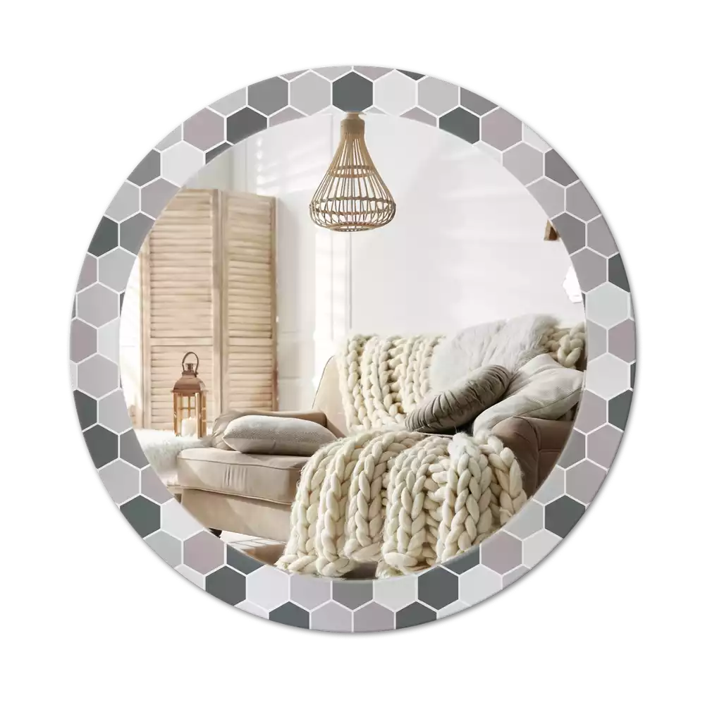 Lustro ścienne dekoracyjne o sześciokątnym wzorze