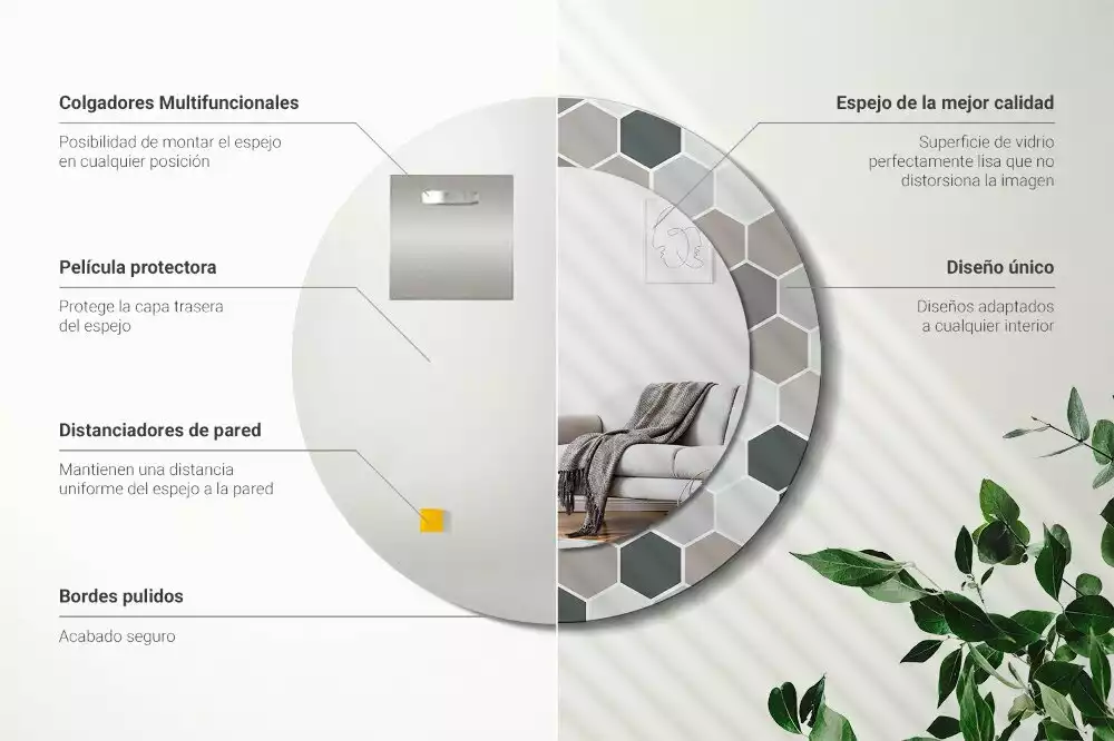 Lustro ścienne dekoracyjne o sześciokątnym wzorze