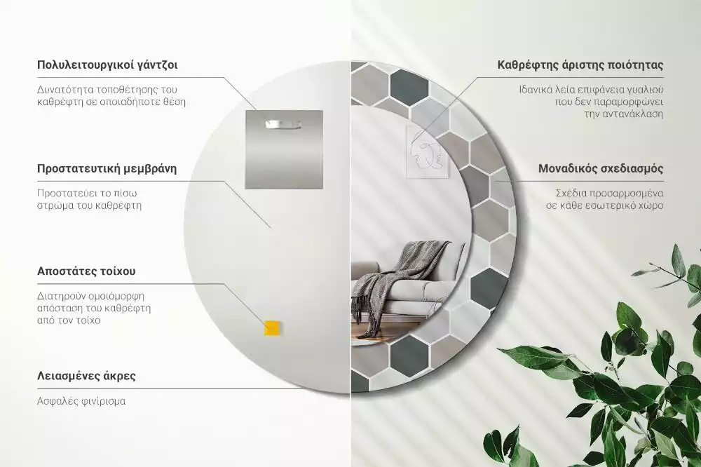 Lustro ścienne dekoracyjne o sześciokątnym wzorze