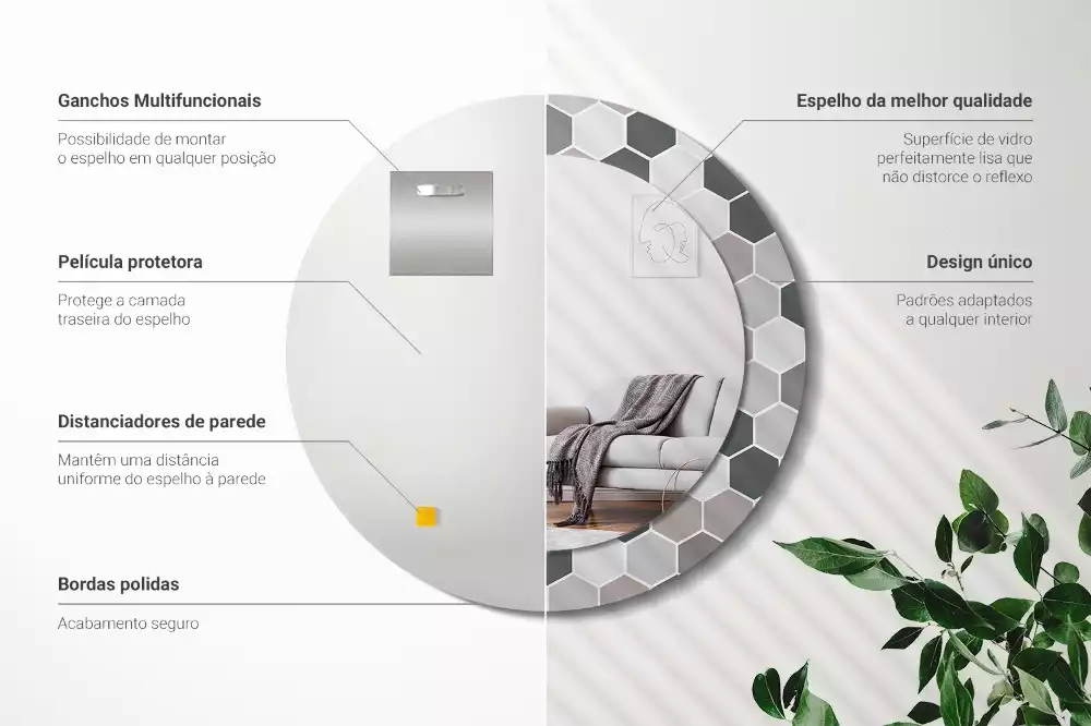 Lustro ścienne dekoracyjne o sześciokątnym wzorze