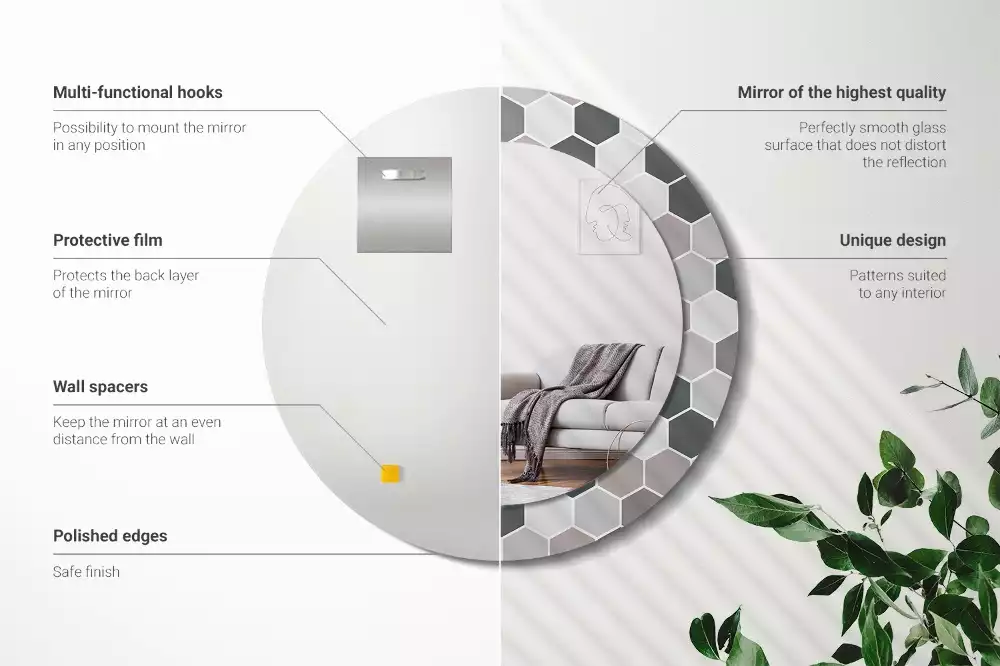 Lustro ścienne dekoracyjne o sześciokątnym wzorze