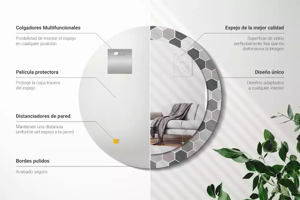 Lustro ścienne dekoracyjne o sześciokątnym wzorze