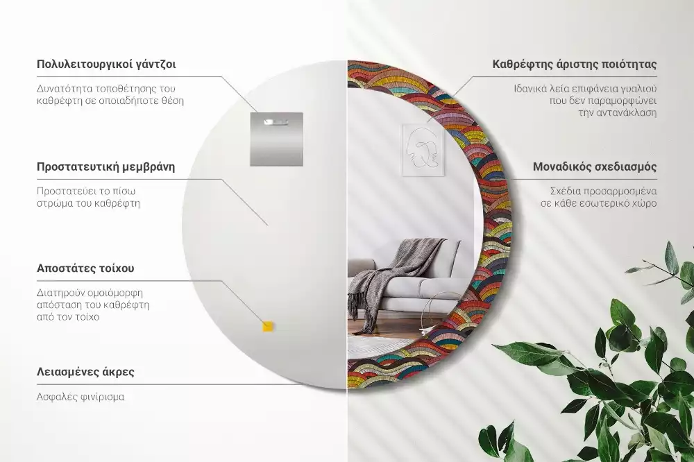 Lustro z drukowaną ramką w stylu ornamentu