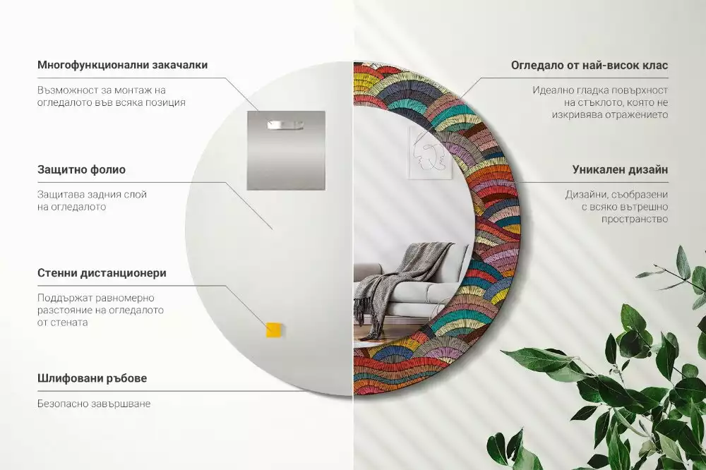 Lustro z drukowaną ramką w stylu ornamentu