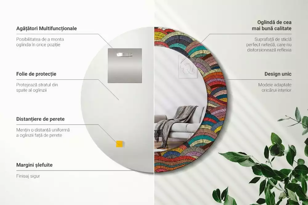 Lustro z drukowaną ramką w stylu ornamentu