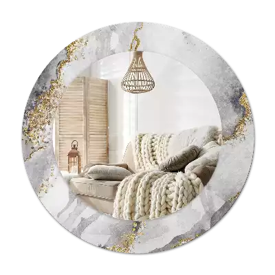 Lustro z drukowaną ramką w marmurowy wzór