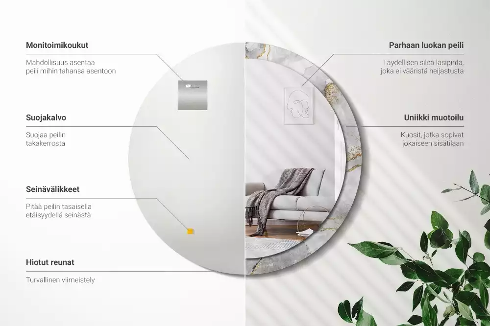 Lustro z drukowaną ramką w marmurowy wzór