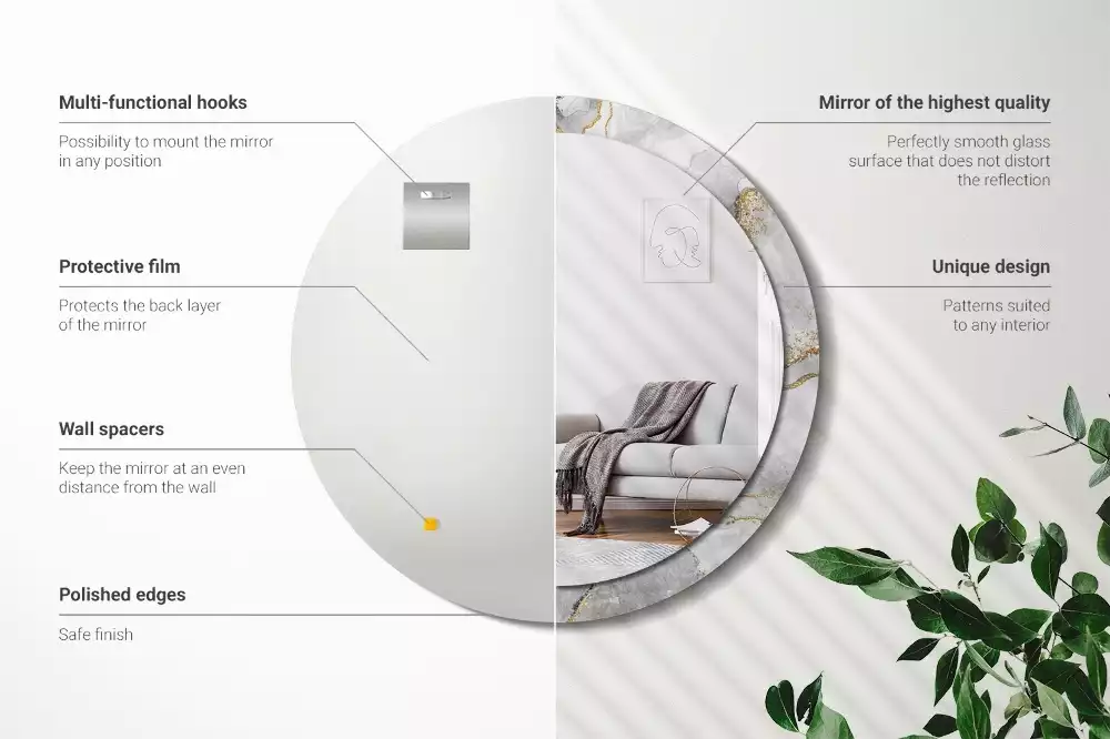 Lustro z drukowaną ramką w marmurowy wzór