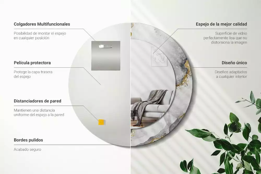 Lustro z drukowaną ramką w marmurowy wzór