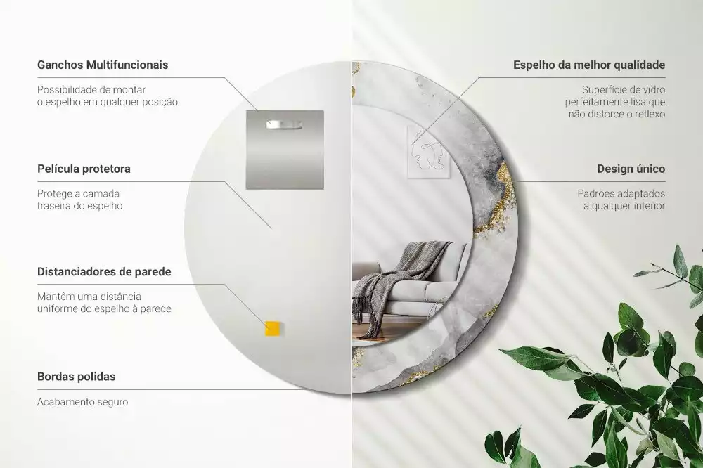 Lustro z drukowaną ramką w marmurowy wzór