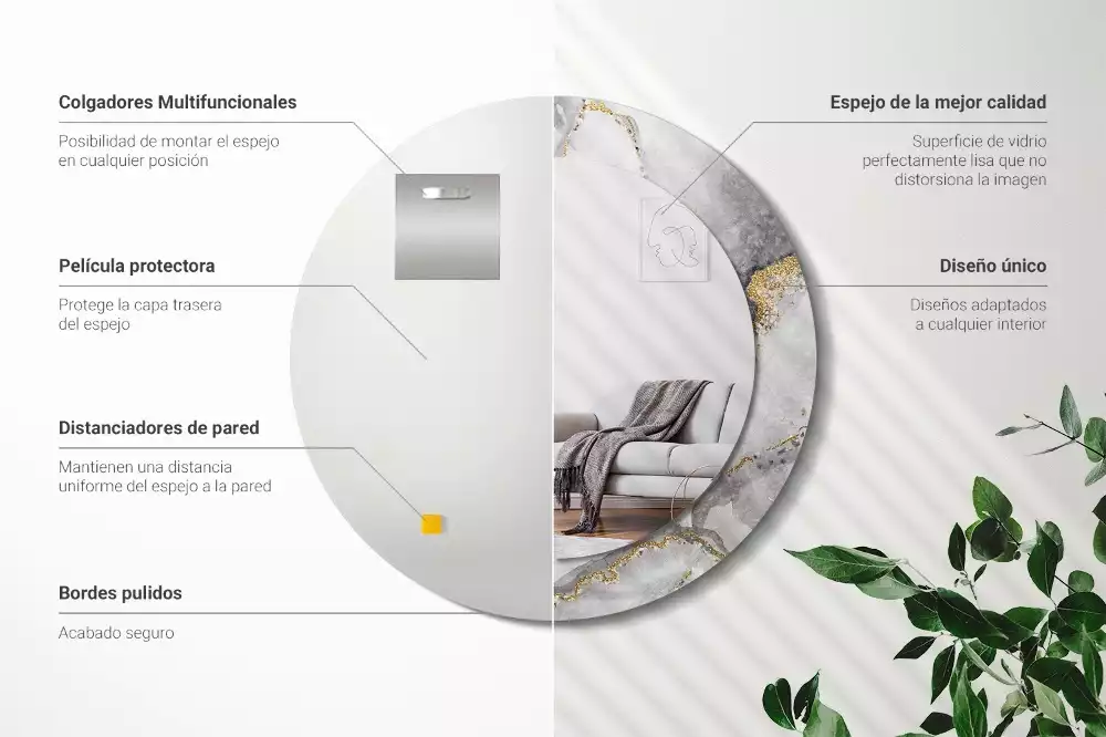 Lustro z drukowaną ramką w marmurowy wzór