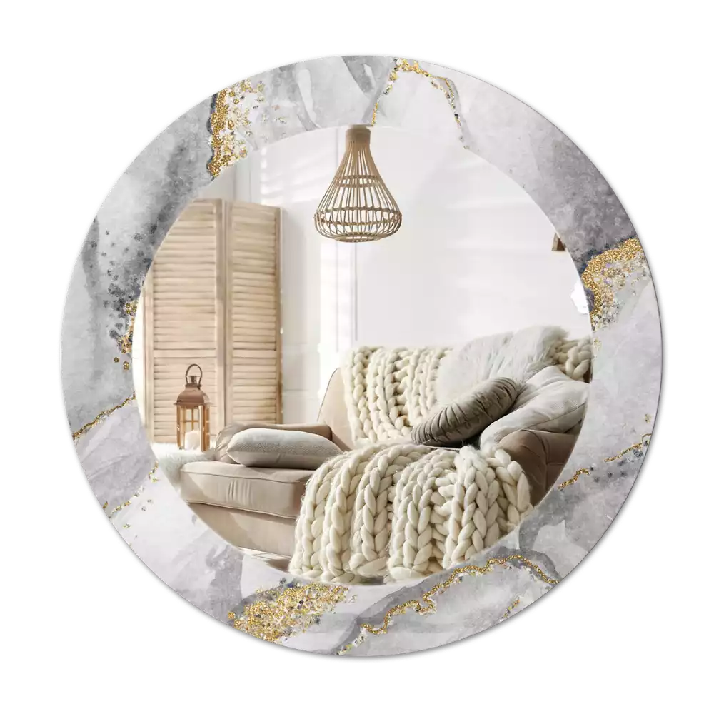 Lustro z drukowaną ramką w marmurowy wzór