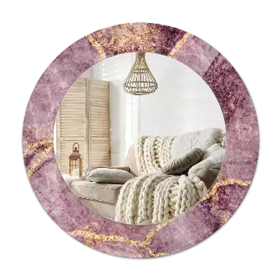 Lustro ramka z nadrukiem okrągłe Imitacja marmuru