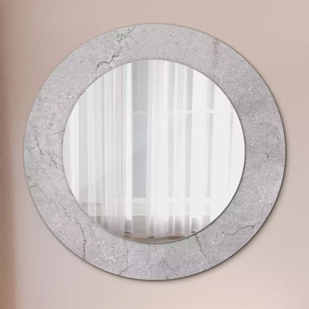 Lustro z drukowaną ramką w motywie szarego cementu