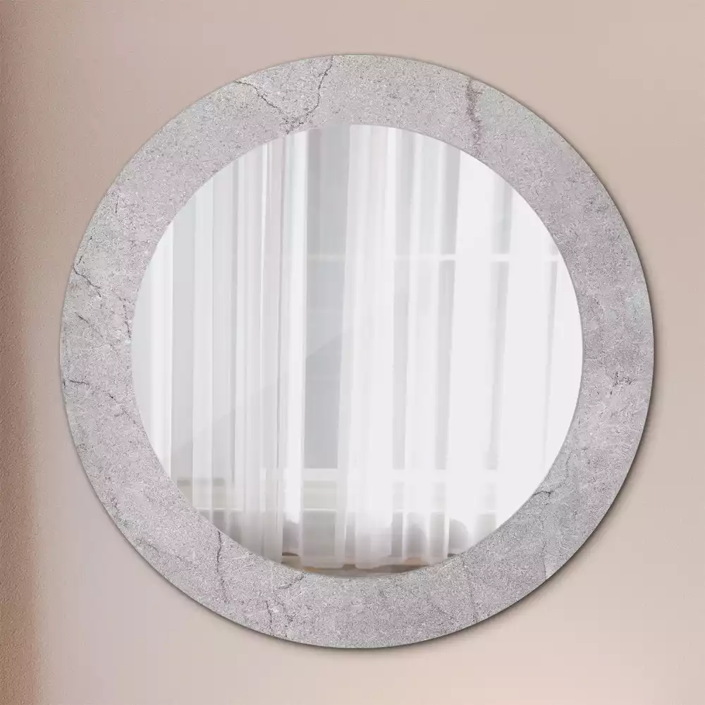 Lustro z drukowaną ramką w motywie szarego cementu