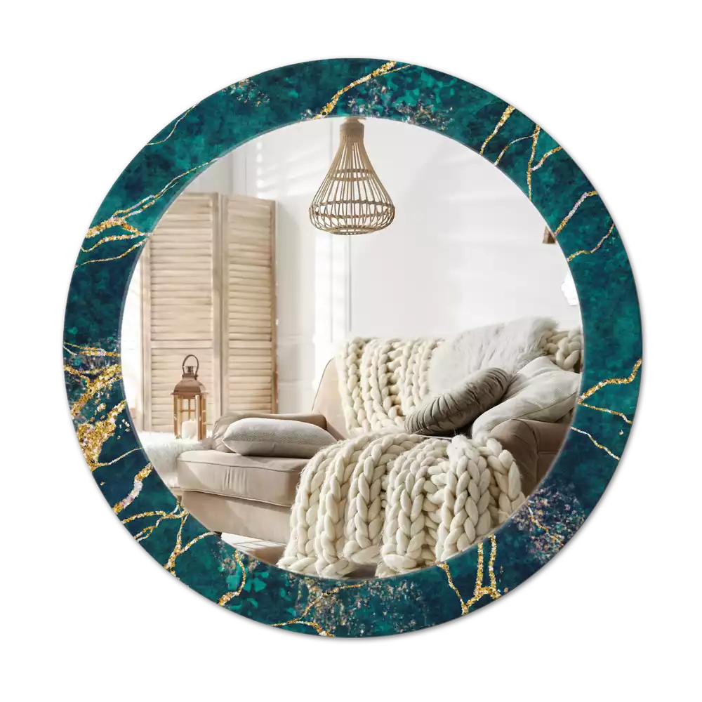 Lustro ścienne dekoracyjne w motywie zielonego marmuru