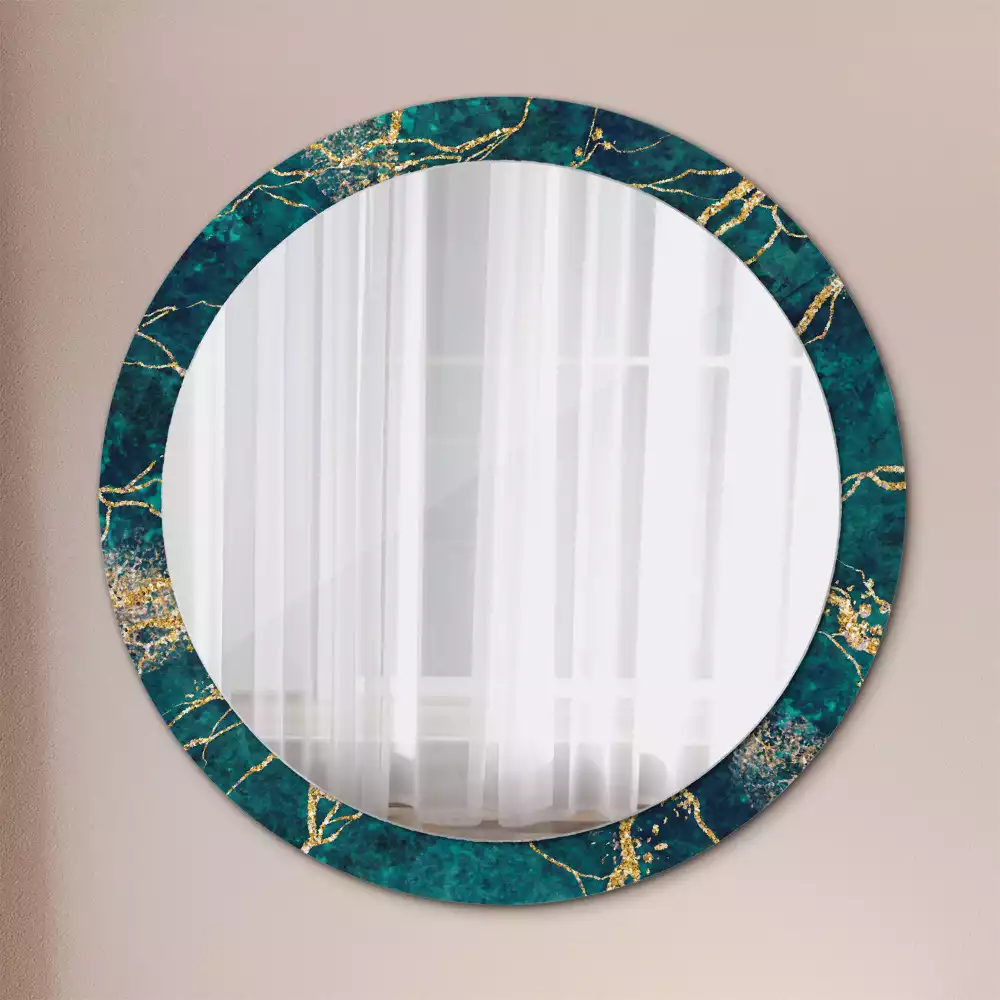 Lustro ścienne dekoracyjne w motywie zielonego marmuru