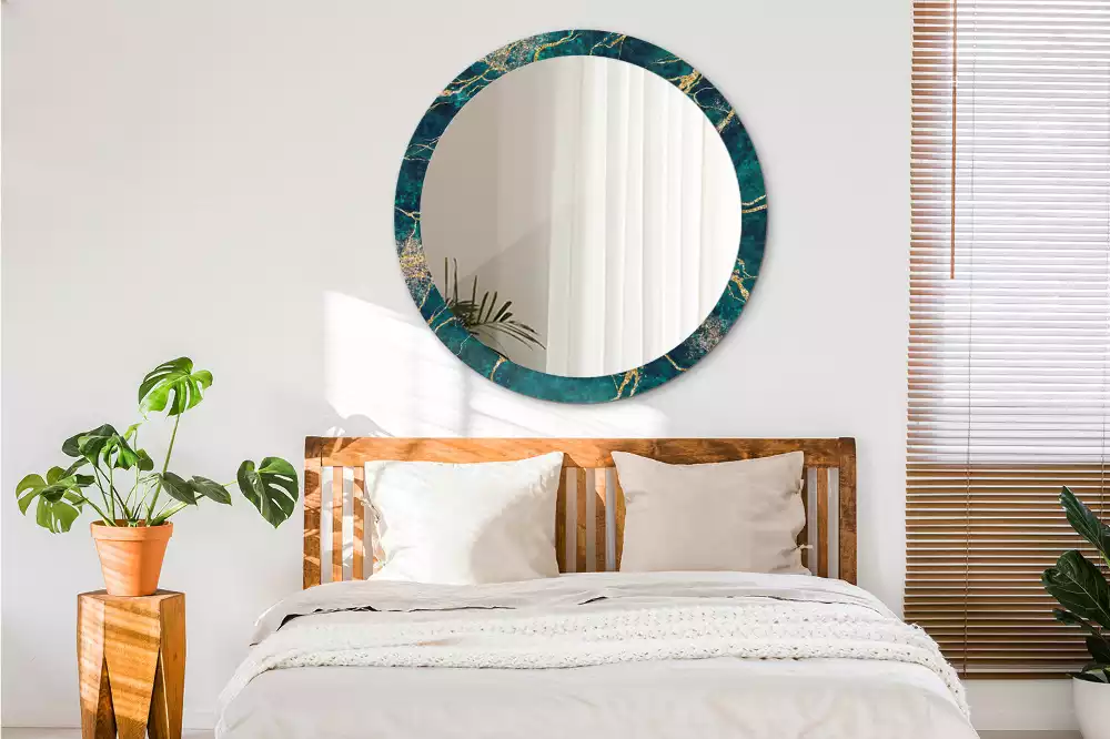 Lustro ścienne dekoracyjne w motywie zielonego marmuru