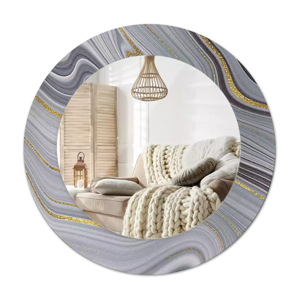 Lustro w ramie z nadrukiem w motywie szarego marmuru