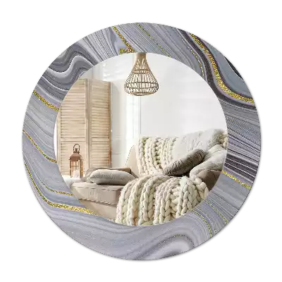 Lustro w ramie z nadrukiem w motywie szarego marmuru