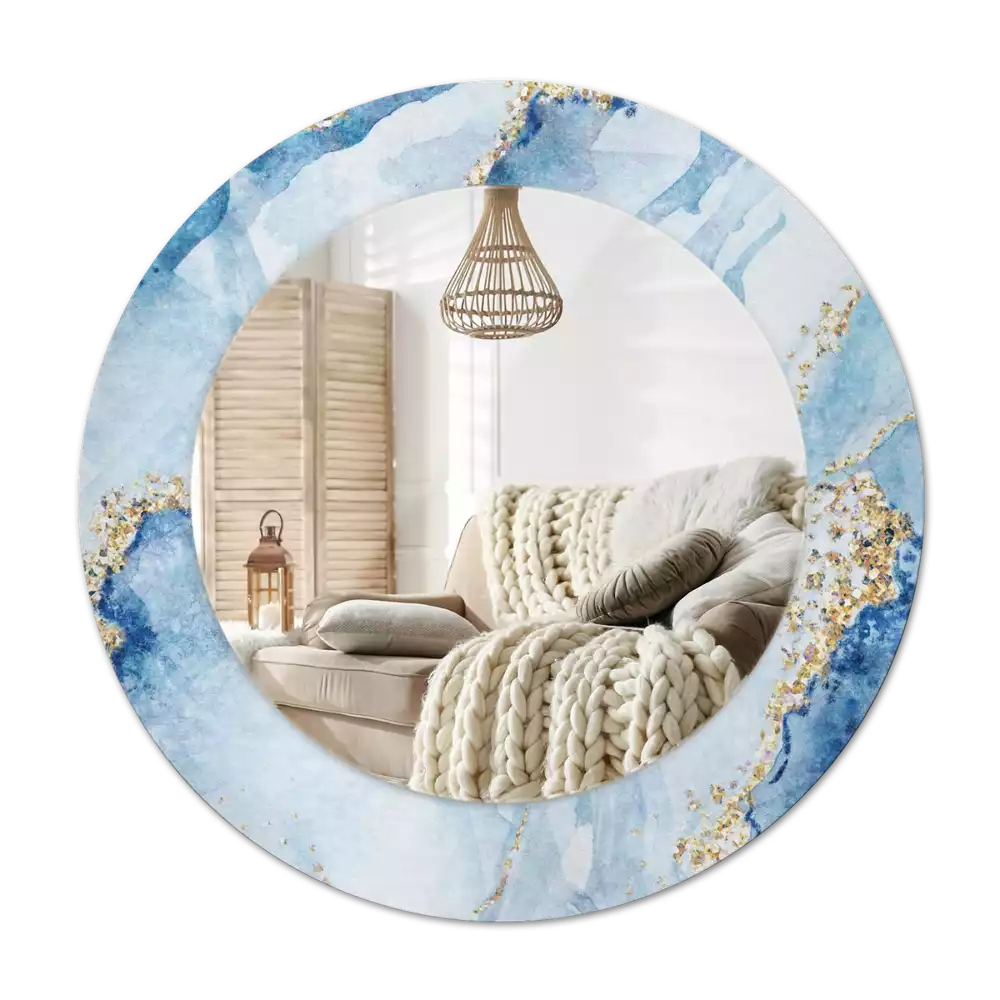 Lustro ścienne dekoracyjne w motywie błękitnego marmuru