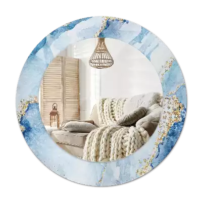 Lustro ścienne dekoracyjne w motywie błękitnego marmuru