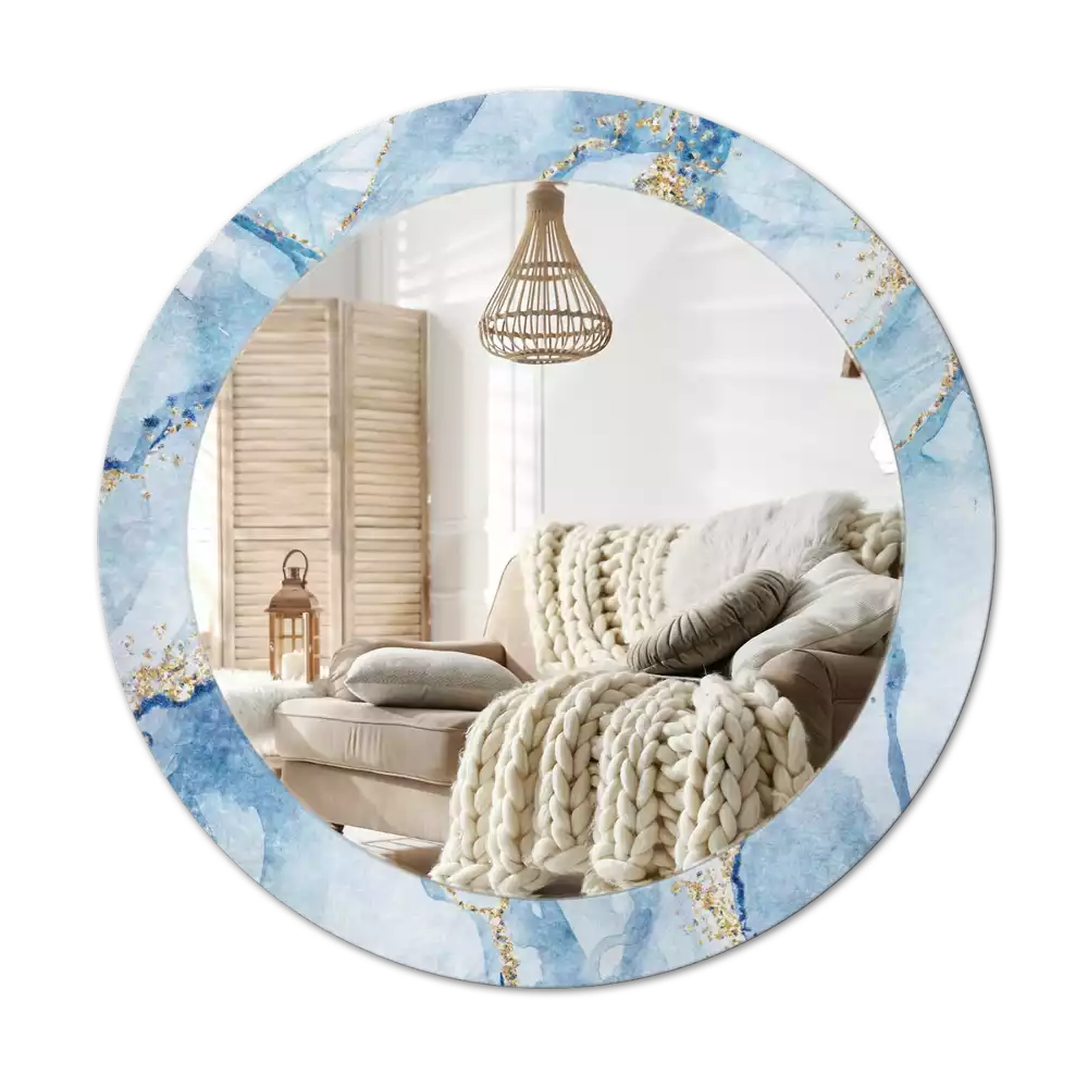 Lustro ścienne dekoracyjne w motywie błękitnego marmuru