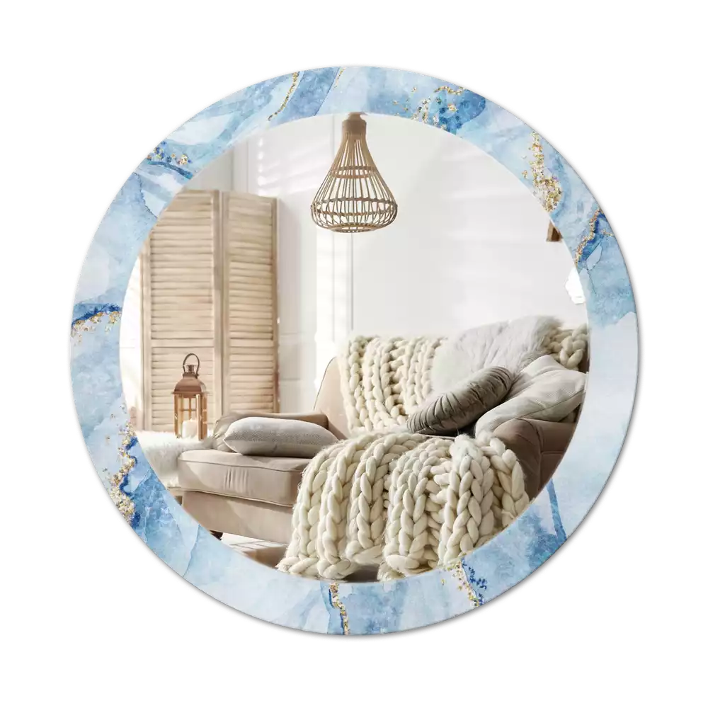 Lustro ścienne dekoracyjne w motywie błękitnego marmuru