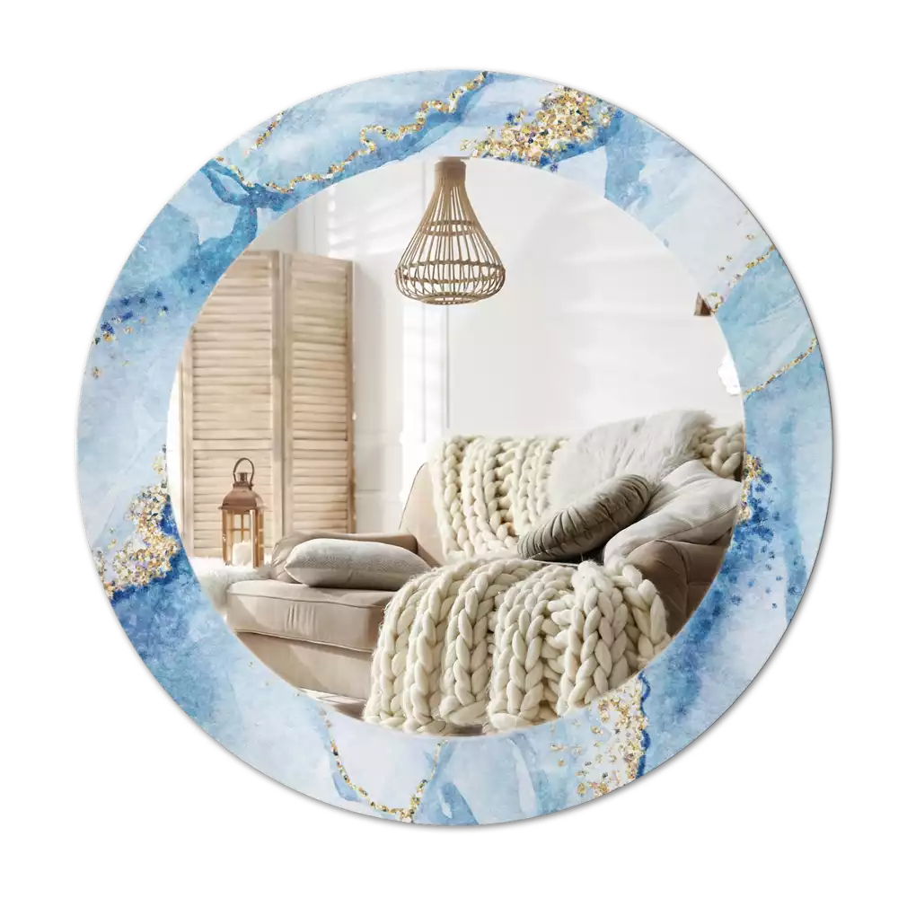 Lustro ścienne dekoracyjne w motywie błękitnego marmuru