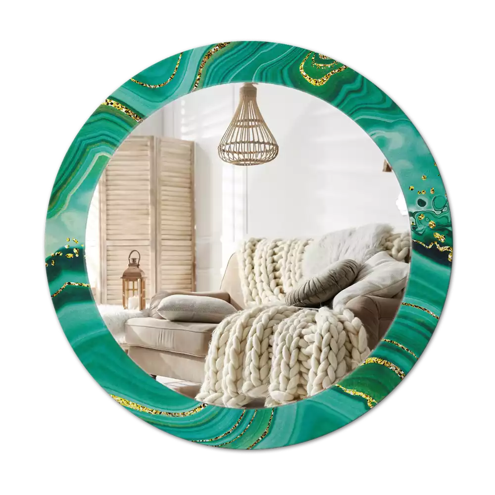 Lustro ścienne dekoracyjne w kształcie koła z motywem marmuru Agat