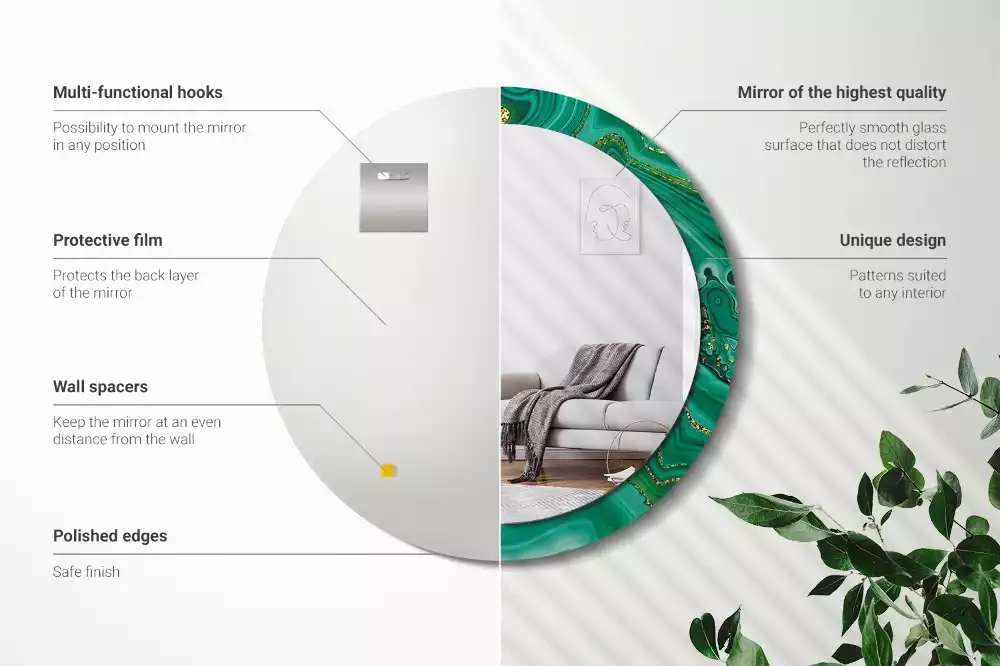 Lustro ścienne dekoracyjne w kształcie koła z motywem marmuru Agat