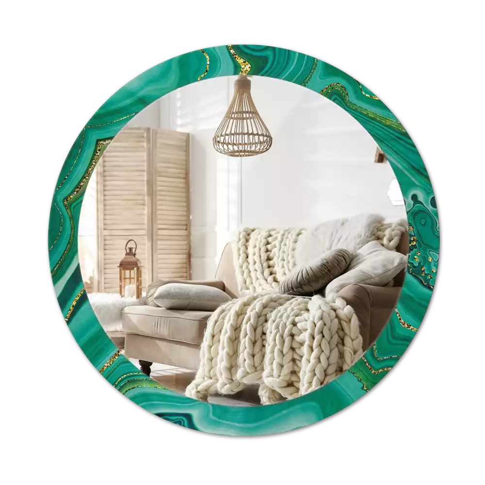 Lustro ścienne dekoracyjne w kształcie koła z motywem marmuru Agat