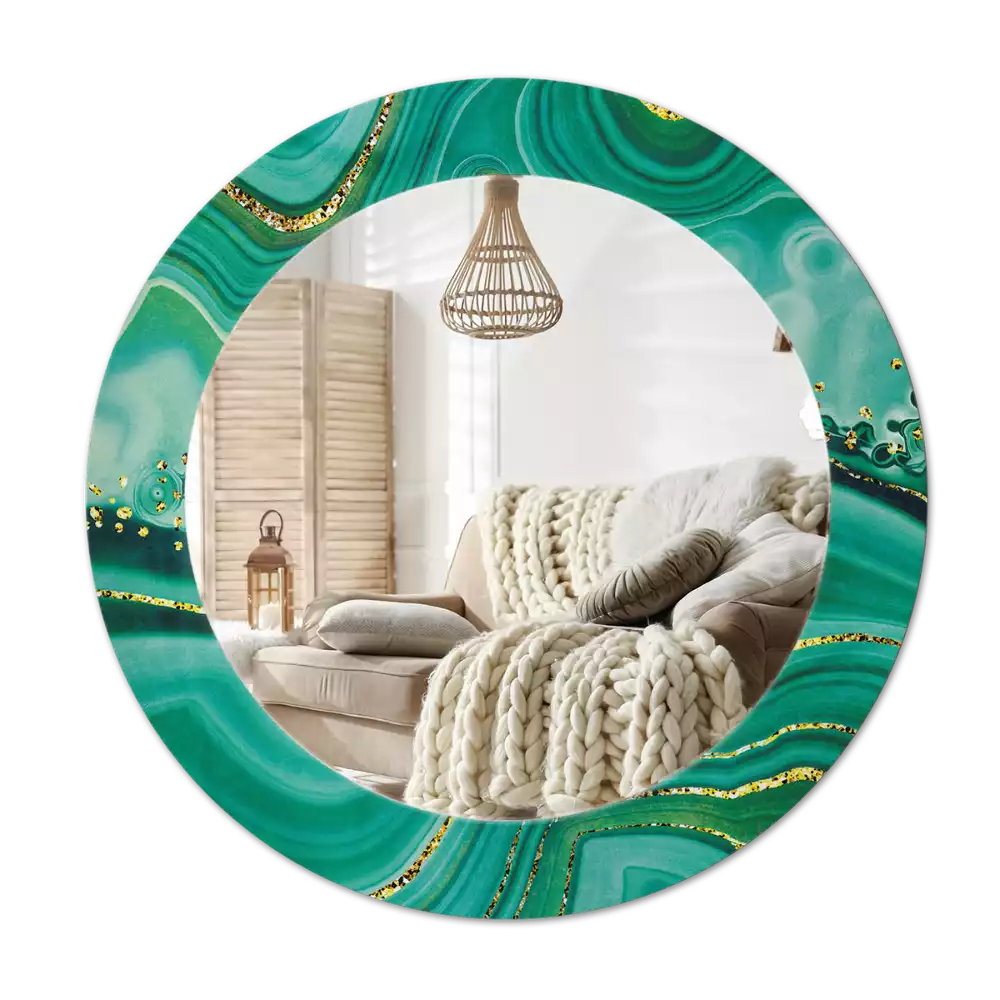 Lustro ścienne dekoracyjne w kształcie koła z motywem marmuru Agat