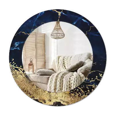 Lustro ścienne dekoracyjne w kolorze niebieskiego marmuru